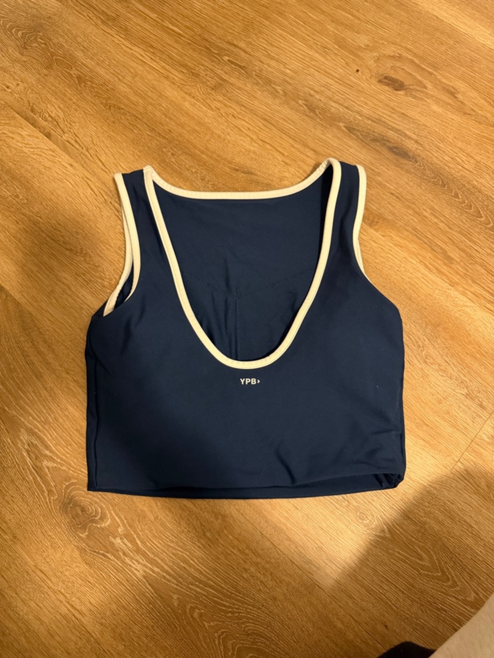 Abercrombie YPB Navy Crop Tank Top with White Trim